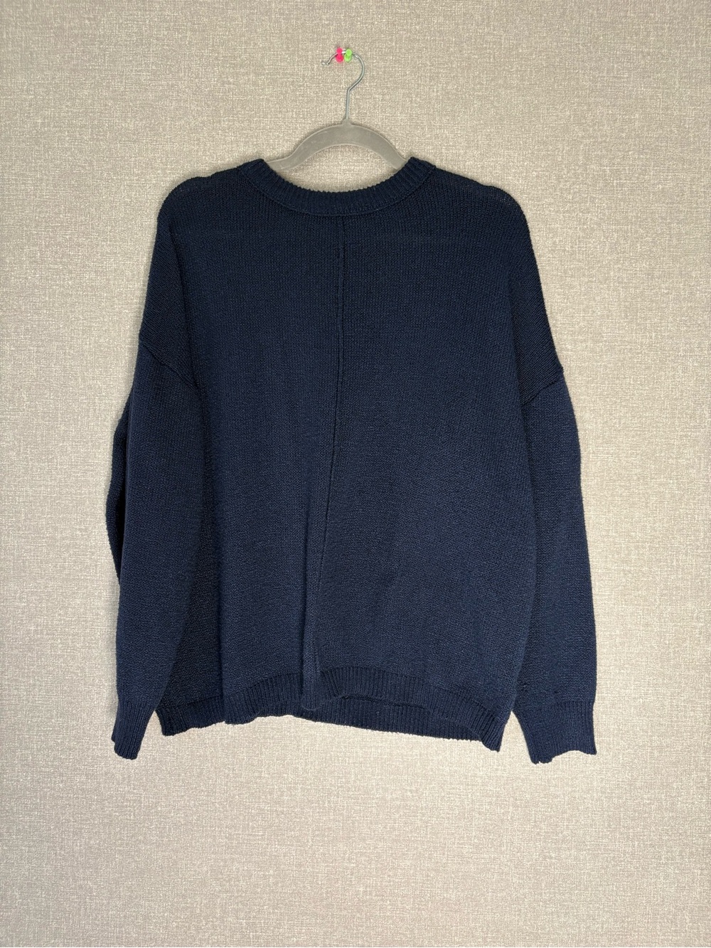 SHEIN Men's Navy Crewneck Sweater - Solid Dark Blue